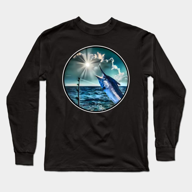 Marlin deep sea fishing Long Sleeve T-Shirt by UMF - Fwo Faces Frog